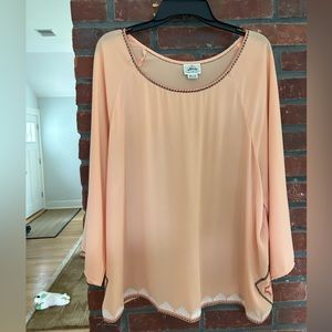 Ariat Orange XXL Embroidered Western Accent Blouse